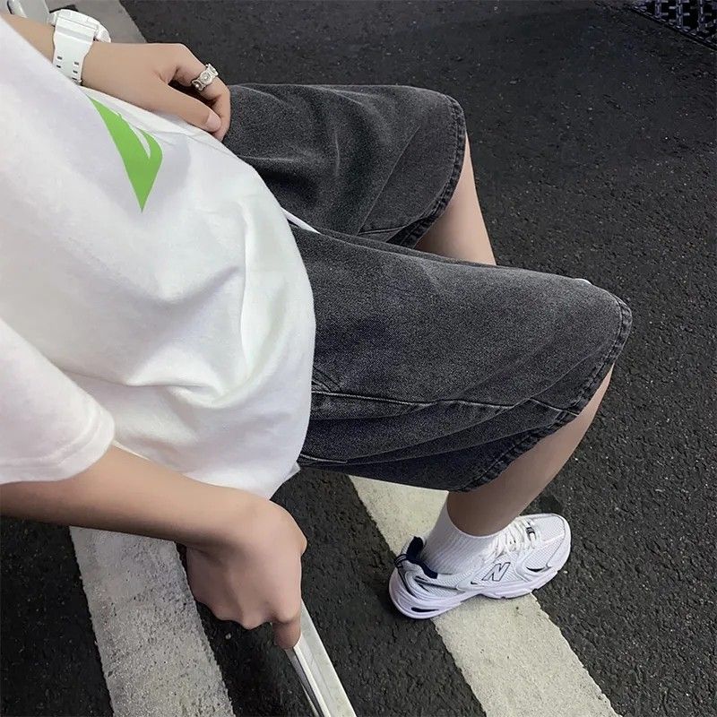 Shorts Male Harajuku Fashion Baggy Retro Knee length Pants Male