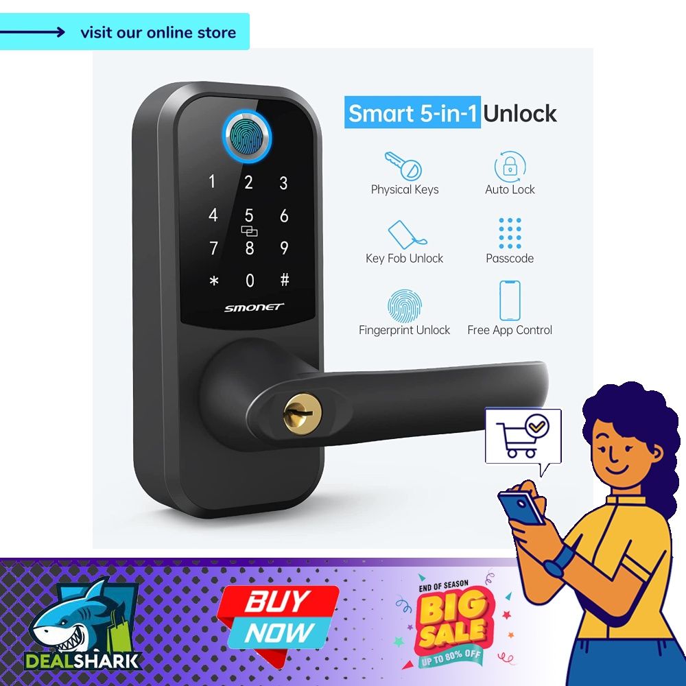Smart Front Door Lock Set,SMONET Keyless Entry Lock With Handle,Smart - View #9
