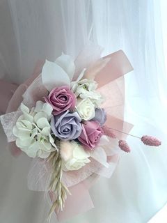 Soap roses & hydrangeas bouquet/ with dried flowers