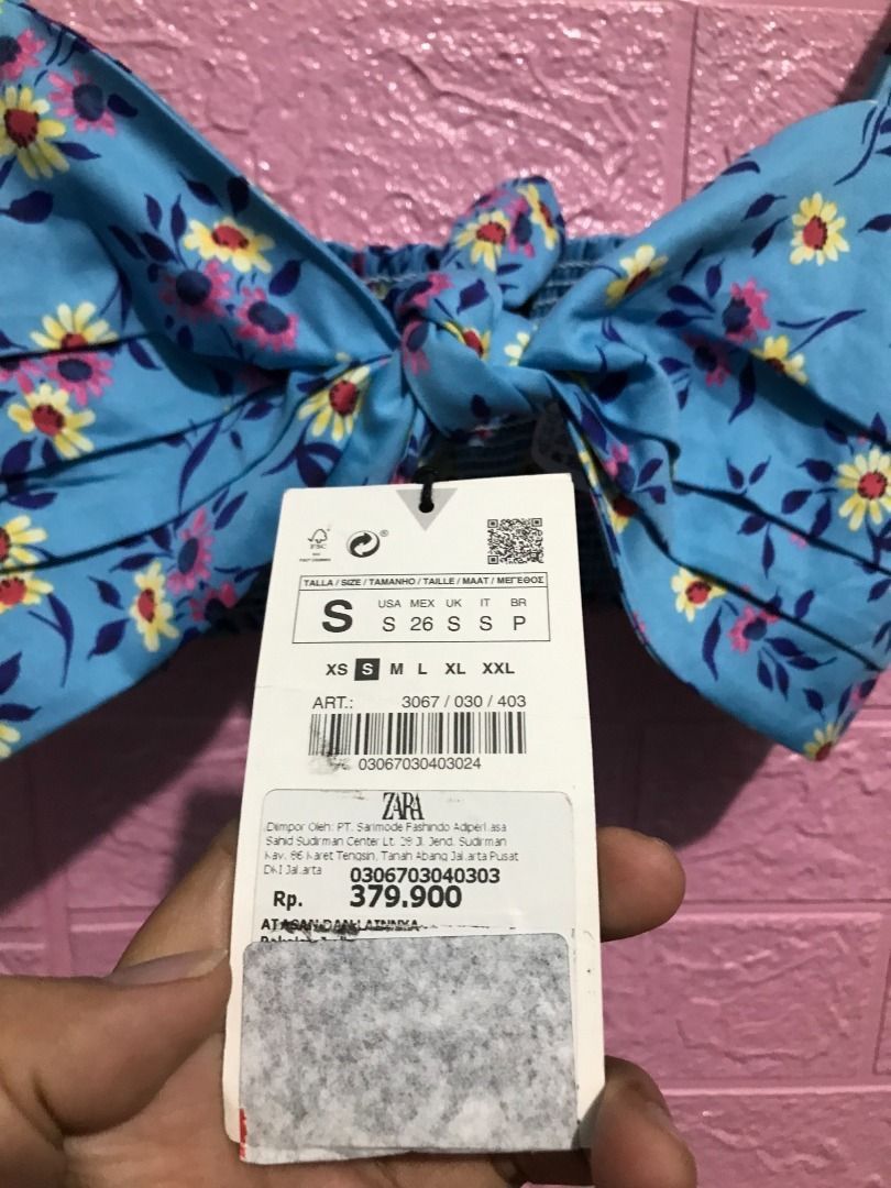 SPECIAL PRICE !!! ZARA Blue Floral Print Crop Top With Knot BY HIDDEN