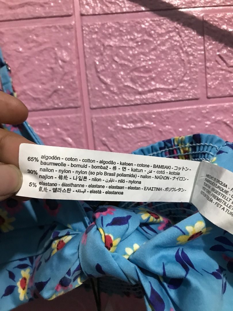 SPECIAL PRICE !!! ZARA Blue Floral Print Crop Top With Knot BY HIDDEN