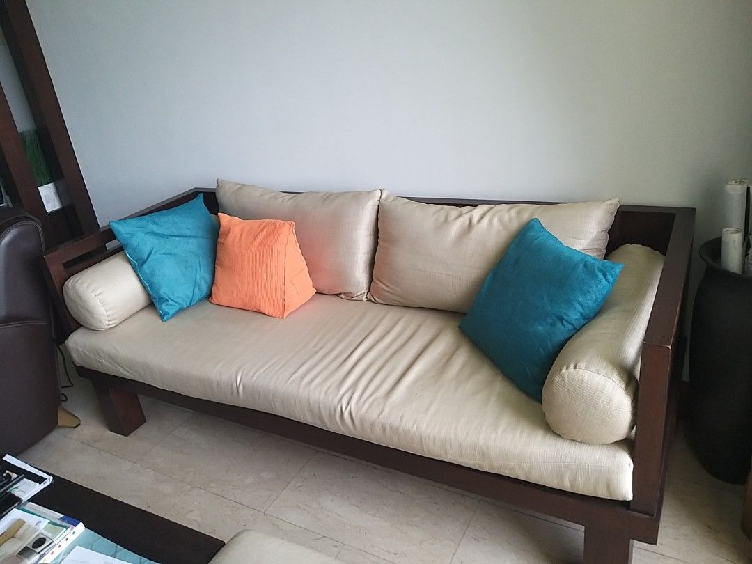 Teak wood Thai inspired sofa set, Furniture & Home Living, Furniture