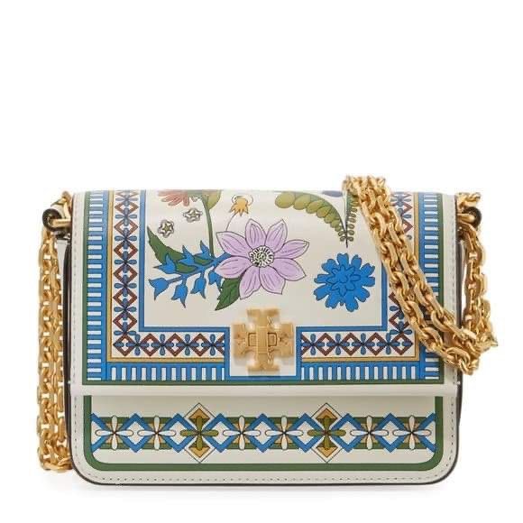 Tory Burch Kira Floral Shoulder Bag (ivory Meadow Folly) Shoulder Handbags  in Blue