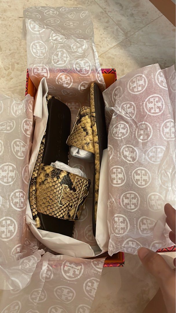 Tory burch python sandals best sale