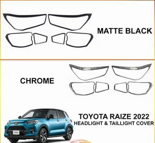 Toyota Raize 2022 to 2023 Headlight and Taillight Cover MATTE BLACK / CHROME Head light Tail light