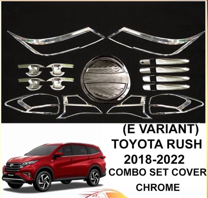 Toyota Rush 2018 to 2023 E VARIANT Garnish Combo set cover chrome, Car ...