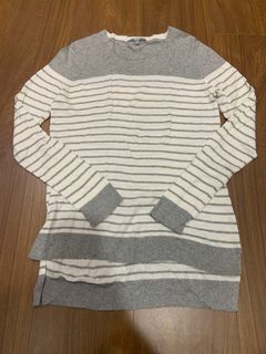 Uniqlo灰白條紋針織上衣