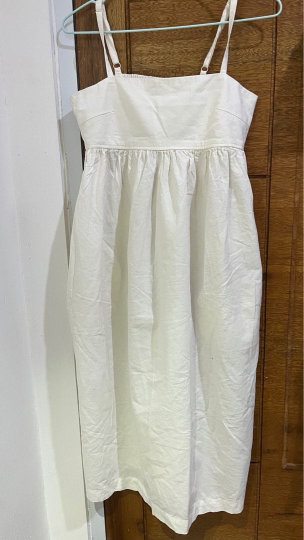 Uniqlo linen white dress on Carousell