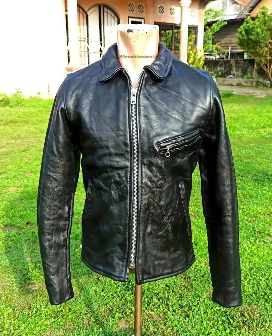 Vanson Leathers Enfield Classic Leather Biker Jacket X Schott Yellow ...