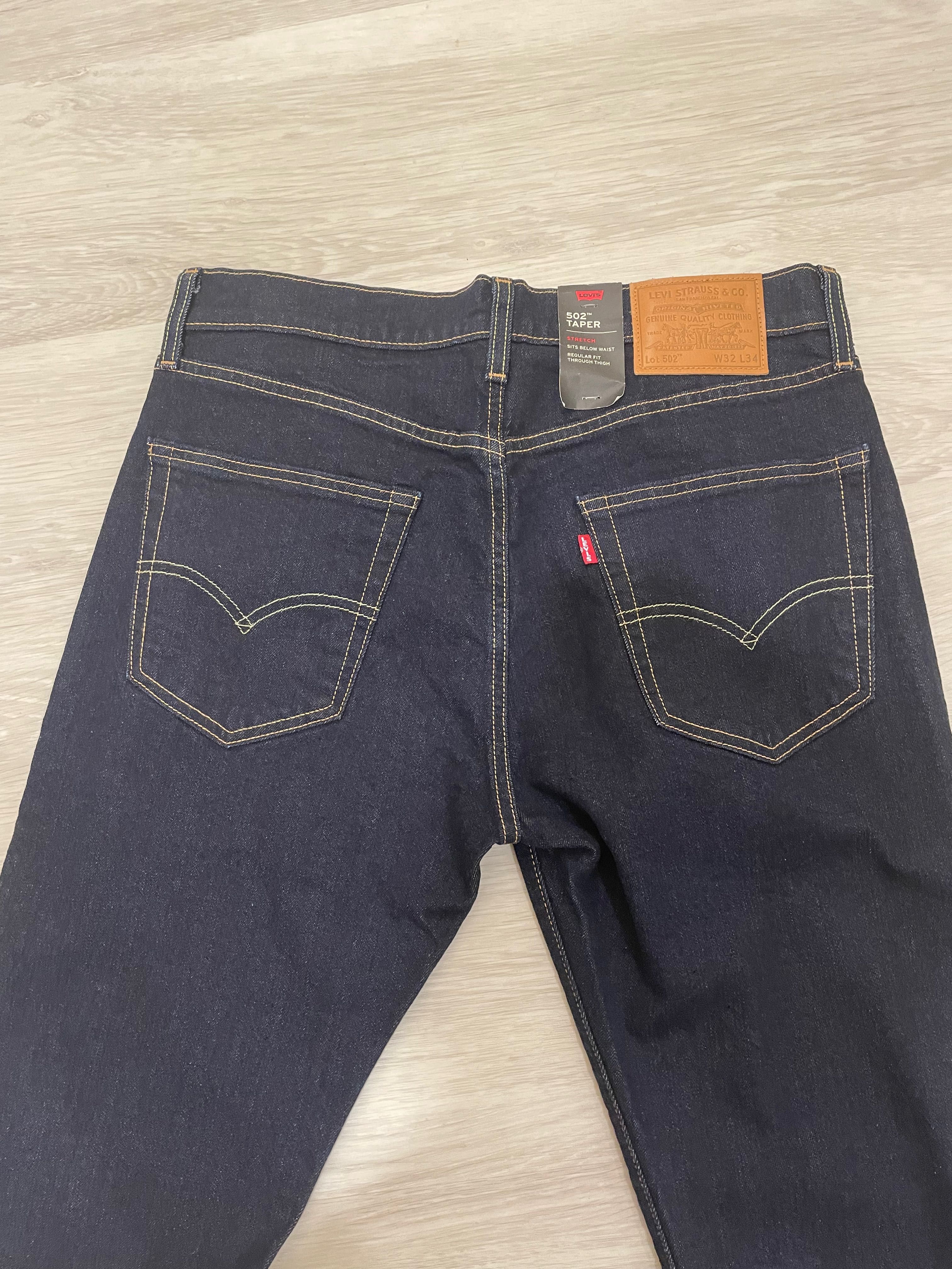 Levi's 502 全新正品男版W32 L34 牛仔褲原色錐形褲, 他的時尚, 褲子