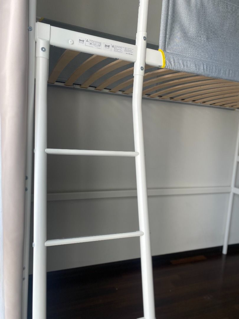 VITVAL IKEA Loft bed frame, white/light grey, 90x200 cm, Furniture
