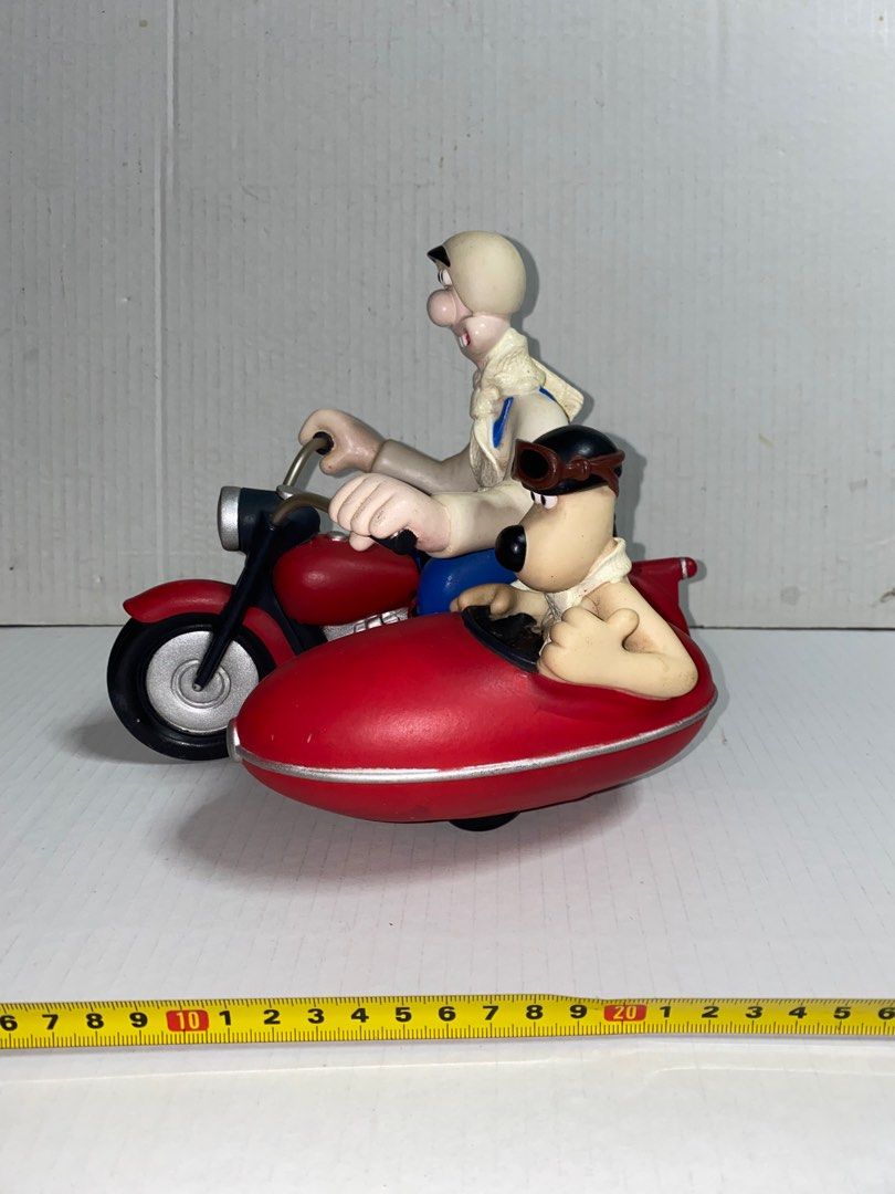 Wallace and Gromit Motorcycle Motorbike and Sidecar Figurine Vintage