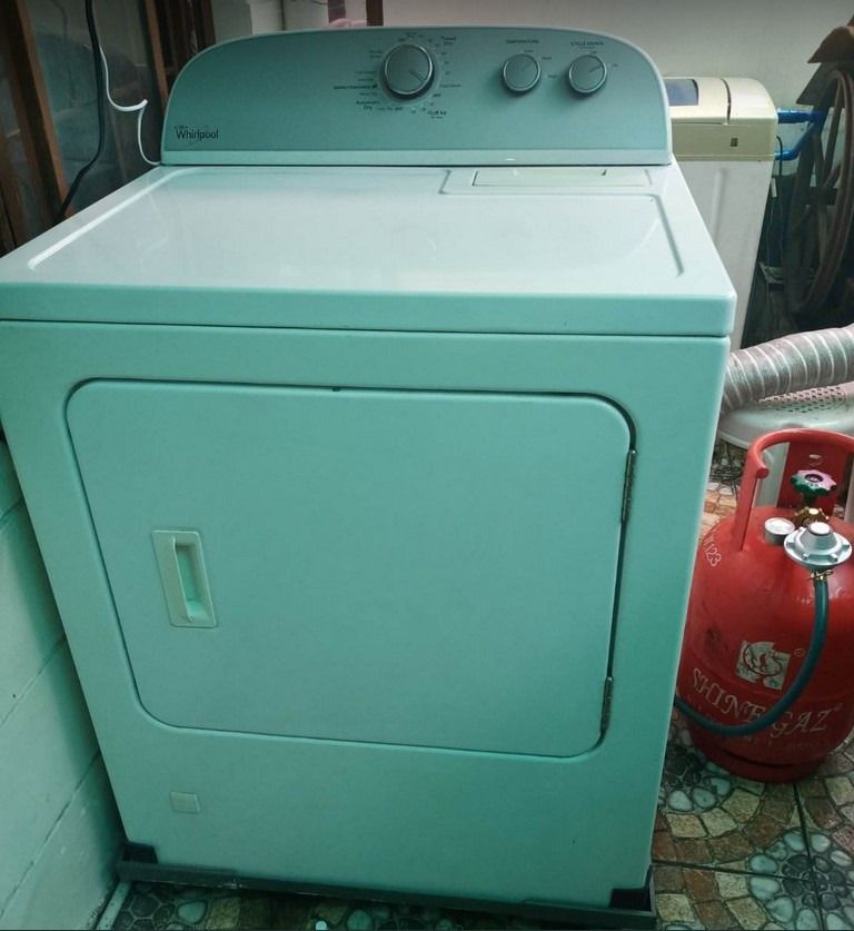 Whirlpool Gas Dryer 10 kg with Sharp Giga Wash Washing Machine, TV