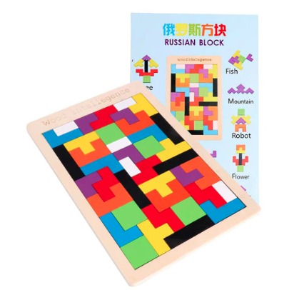 Wooden Blocks Puzzle Brain Teasers Toy Tangram Jigsaw Intelligence Colorful 3d Russian Game Puzzles Gifts 1 2 3 Year Old Boys Girls Approving