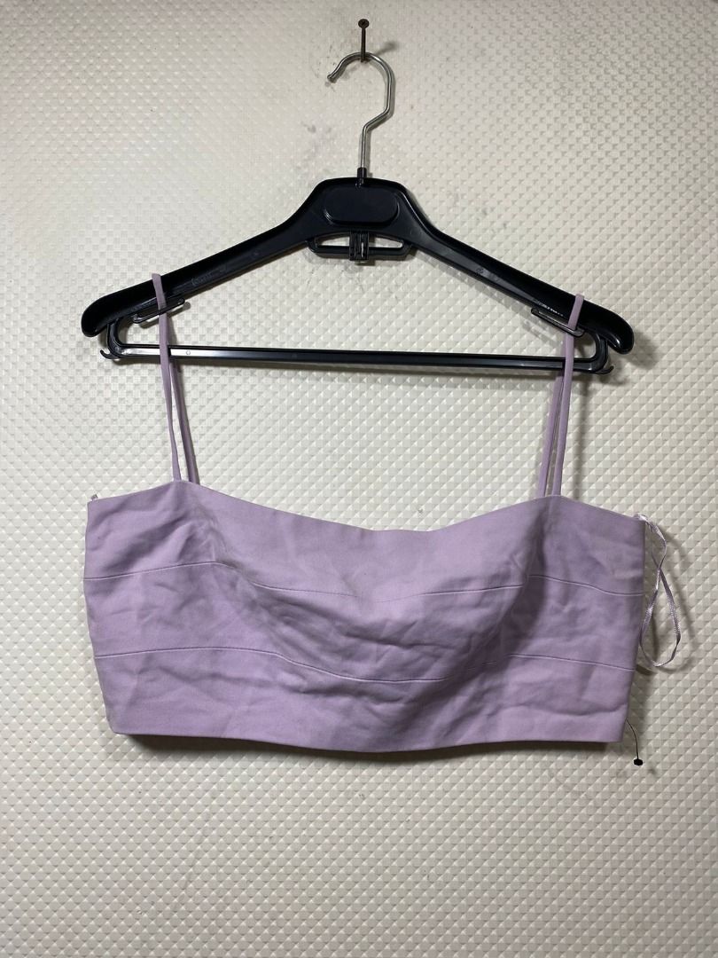 ZARA LILAC CROP TOP, Fesyen Wanita, Pakaian Wanita, Atasan di Carousell