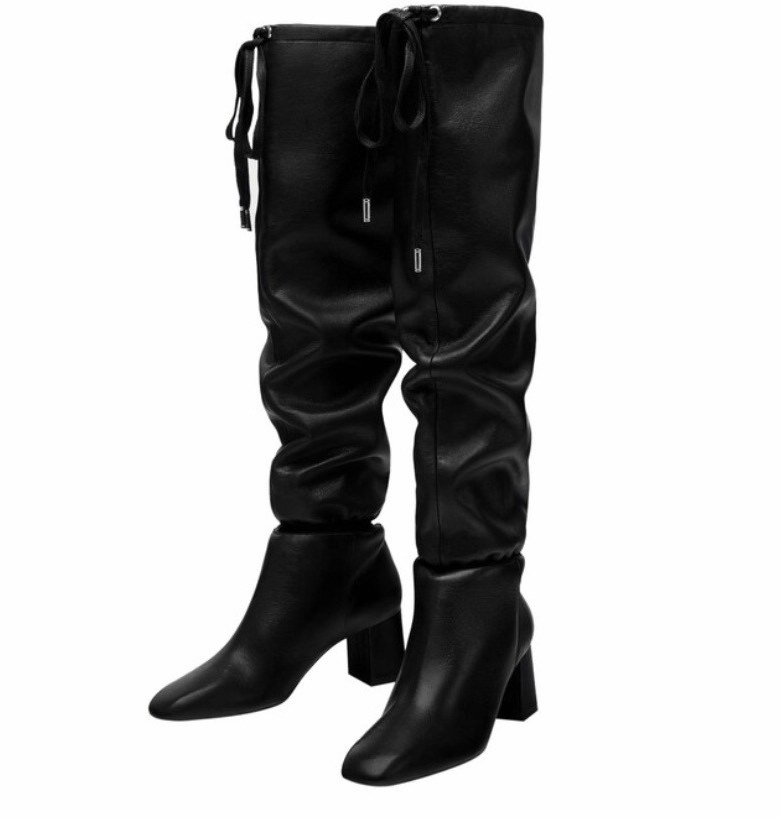 ladies black biker boots size 5
