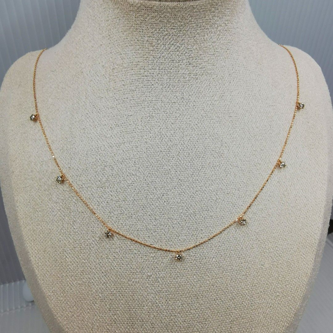 18K Rose Gold 0.60 Carats Multi Diamond Necklace Women s Fashion
