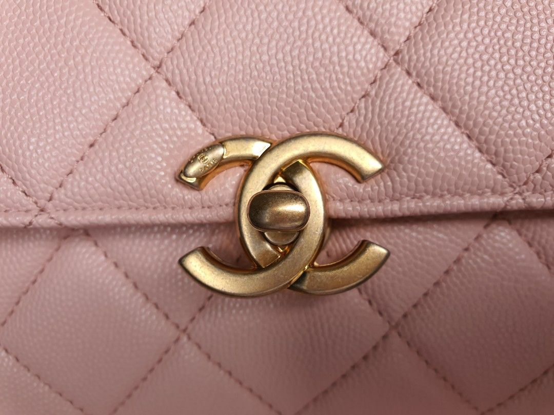 23S Caviar Shiny Pink Chanel Carry Me Mini 19cm with Top Handle not 23A