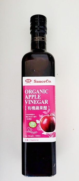 味榮~有機蘋果醋500ml(有糖)