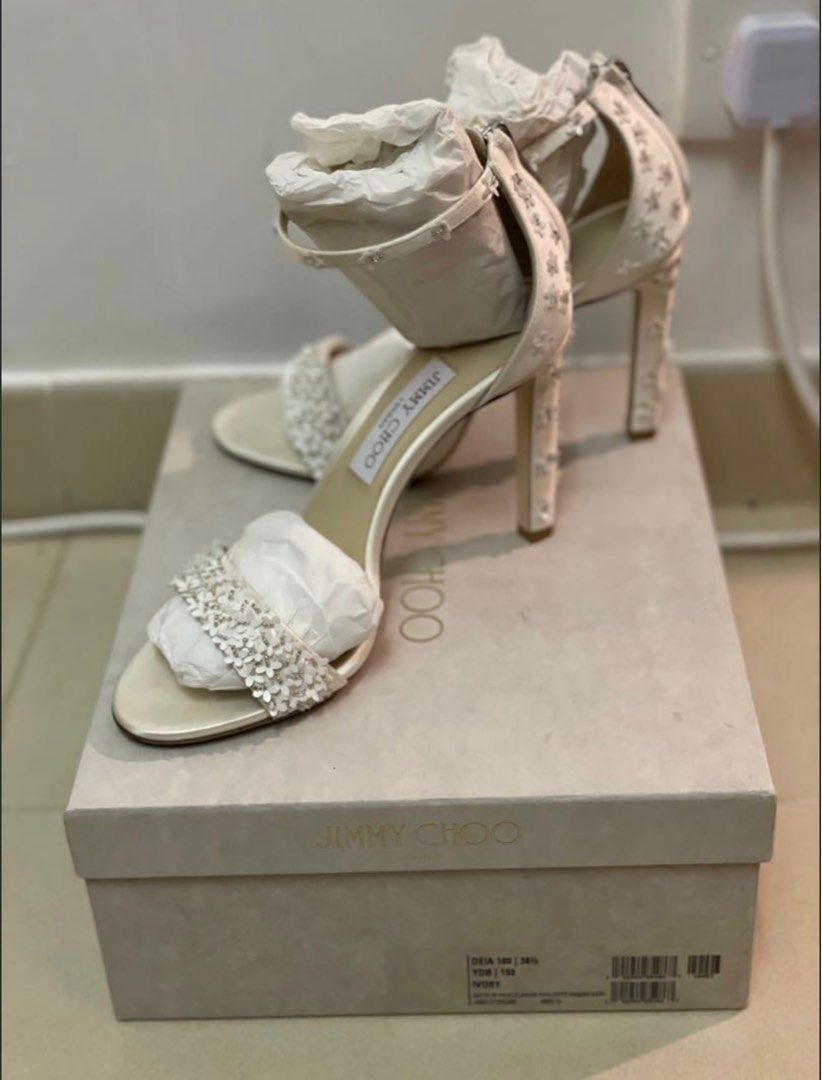 Jimmy Choo Wedding Heel Deia 100 Satin With Mini Flower Paillette