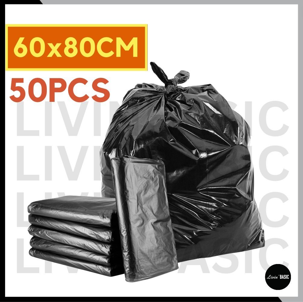 50pcs Large Thick Garbage Bag Large Rubbish Bag Plastic Thickened