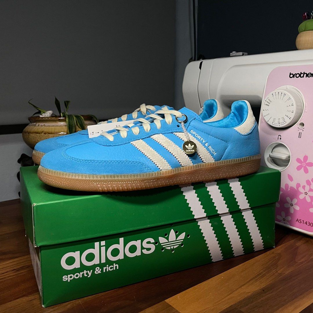 Adidas Samba x Sporty and Rich Blue Rush, Men's Fashion, Footwear, Sneakers  on Carousell