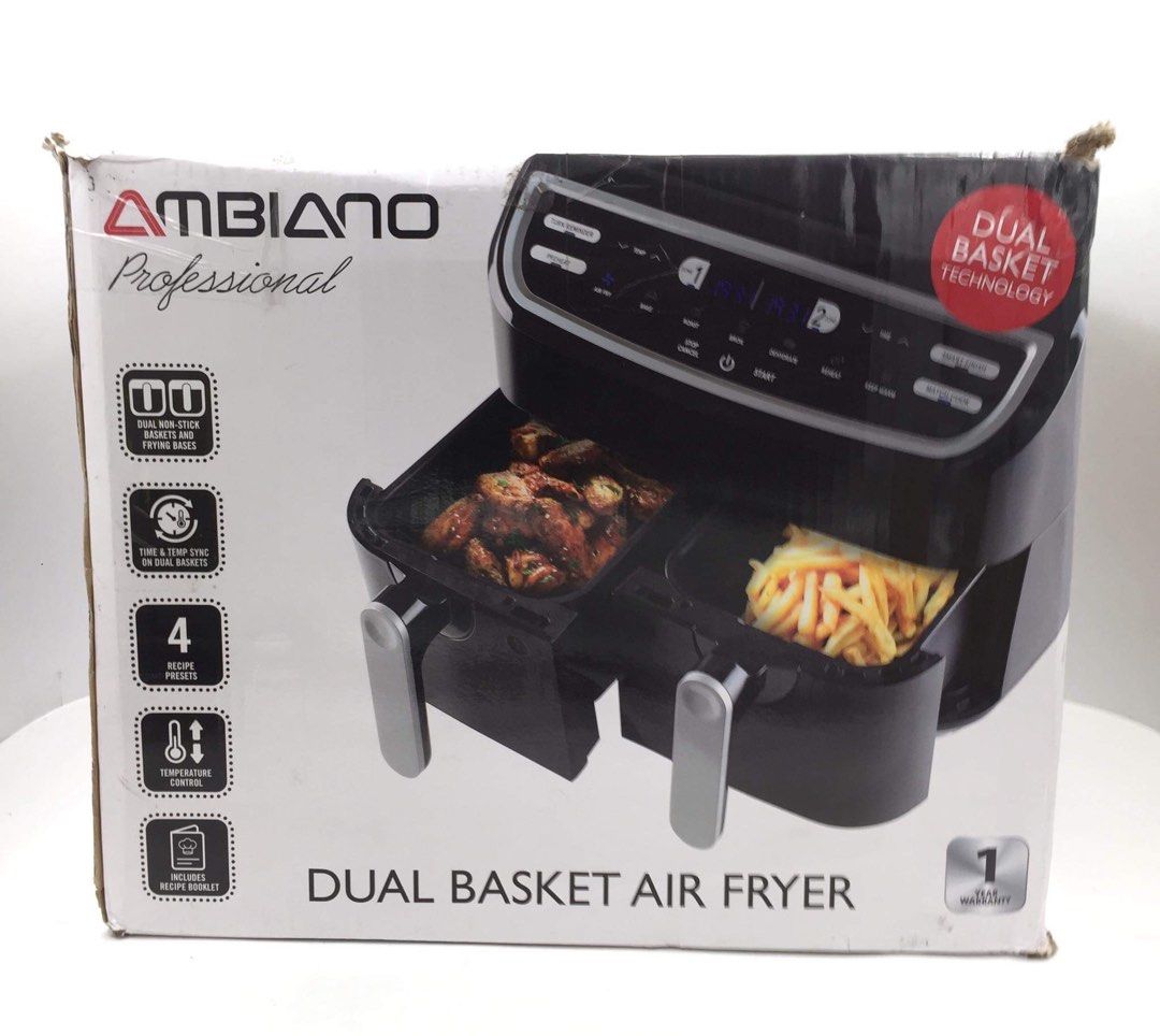 AMBIANO Dual Basket Air Fryer 220 volts, TV & Home Appliances, Kitchen