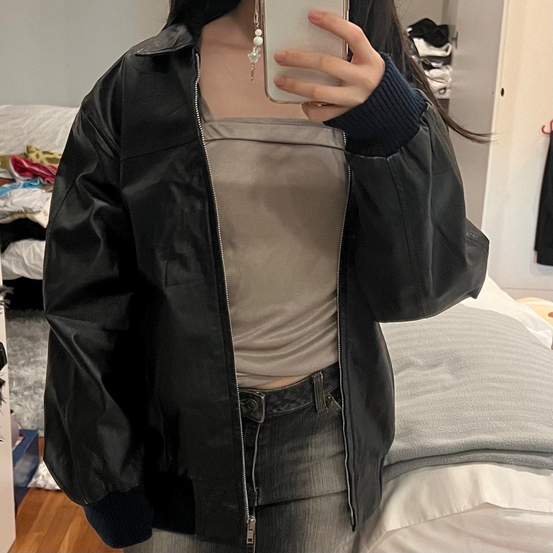 Thrifted leather hotsell jacket