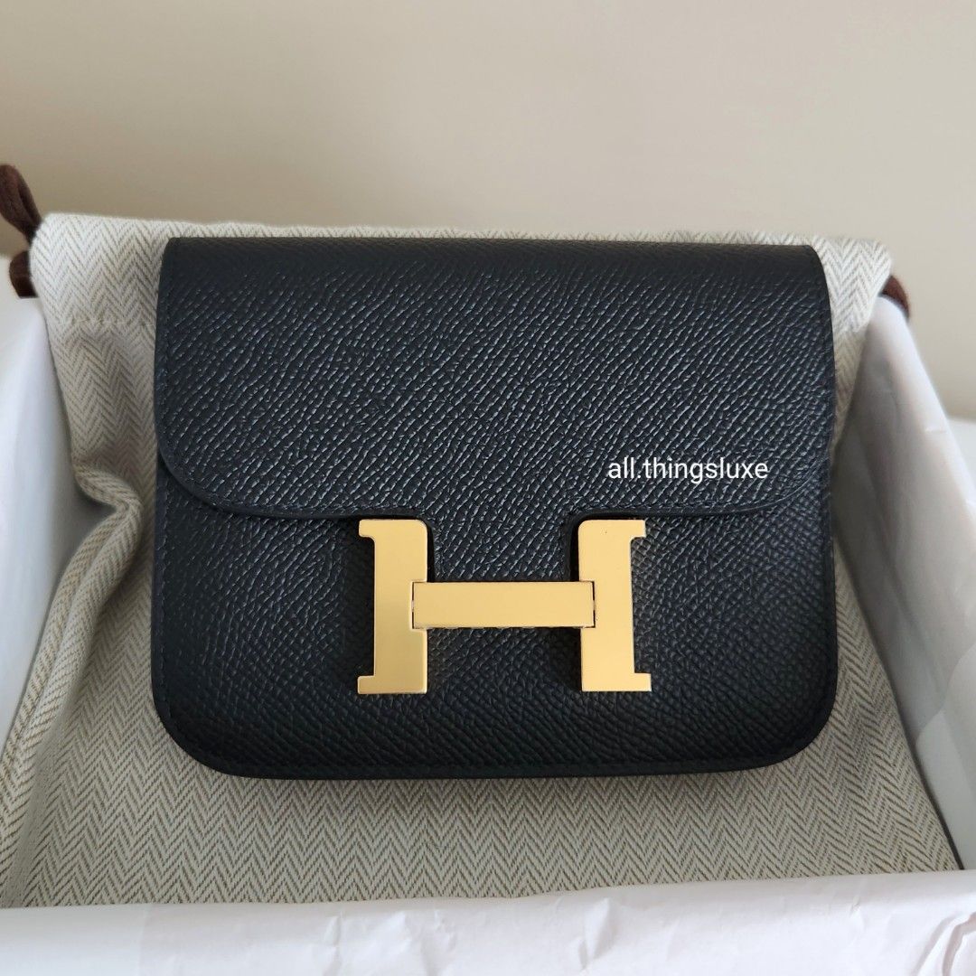 B Hermes Constance Slim Black Epsom GHW Belt Bag Luxury Bags