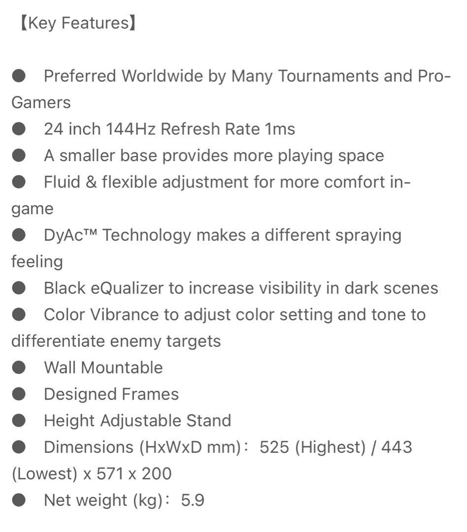 BENQ ZOWIE 2411K, Computers & Tech, Parts & Accessories, Monitor ...