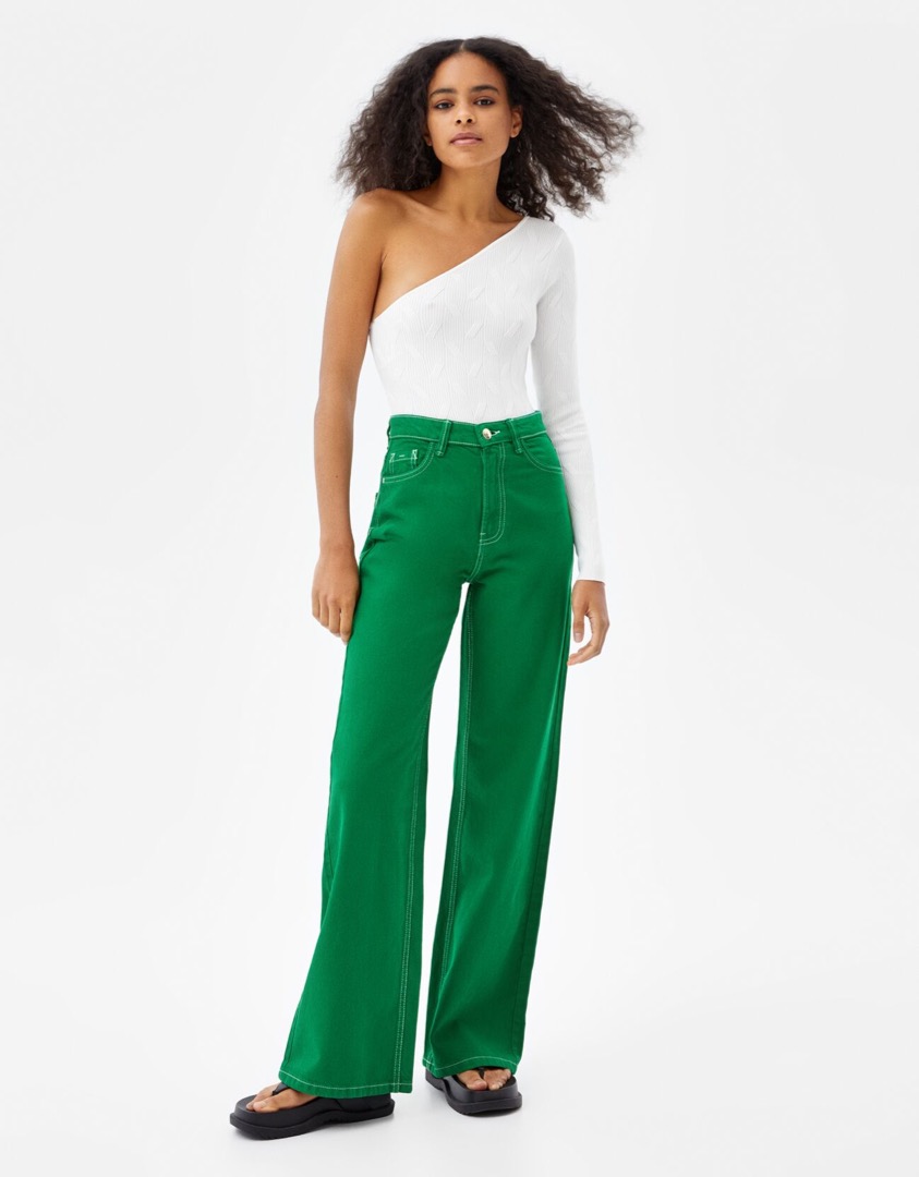 Wide-leg Twill Pants