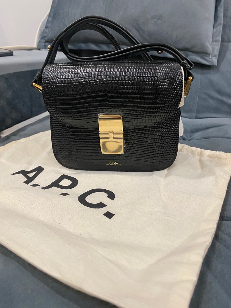 BRAND NEW A.P.C.Grace Mini Bag in Black leather embossed with