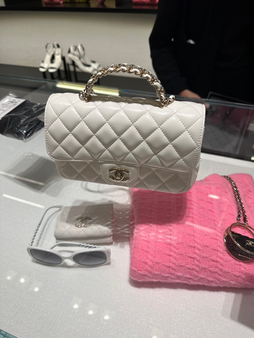 Chanel 23A Top Handle with Rhinestone Crystal Mini Flap