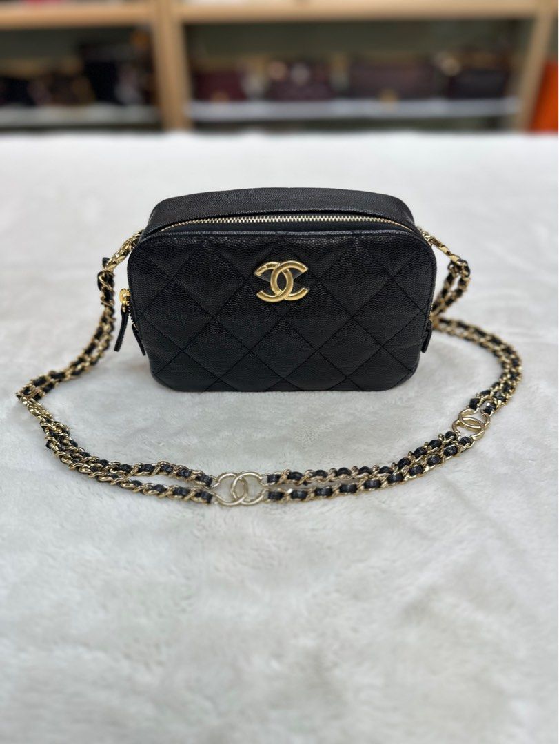 Rare Vintage Chanel 90’s Camera Bag Lambskin Leather 24k Gold