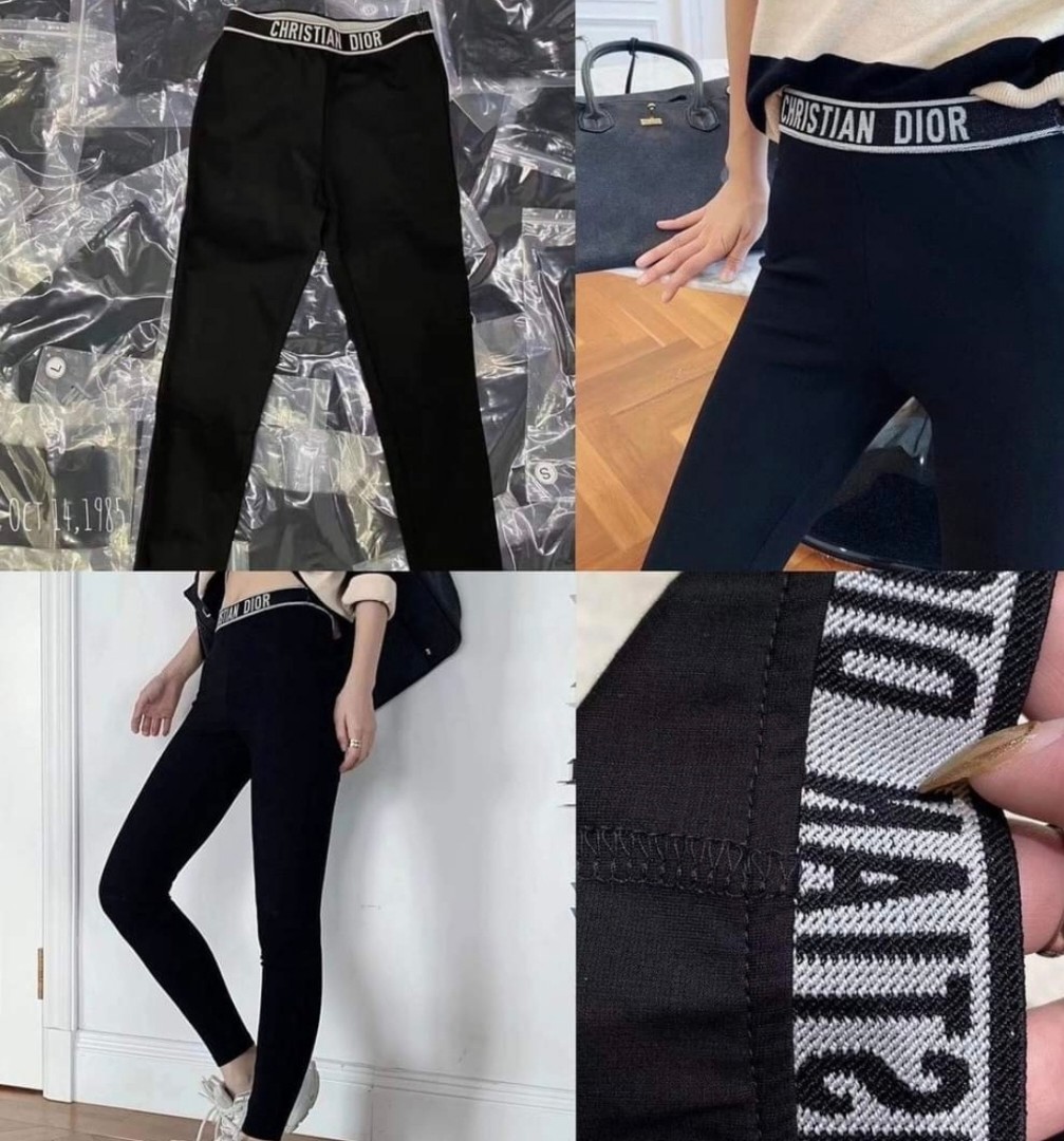 Christian Dior black leggings with logo, Women's Fashion, Bottoms, Other  Bottoms on Carousell