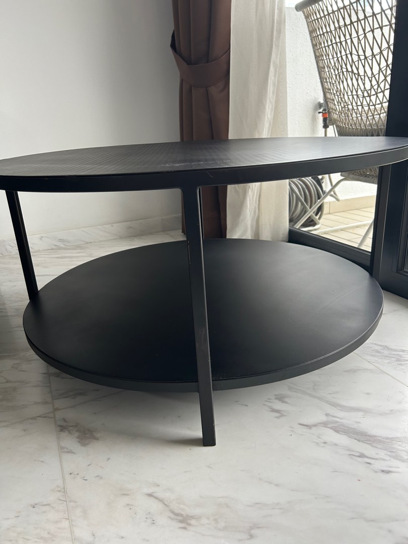 Black Table / Crate & Barrel black solid table, Furniture & Home Living