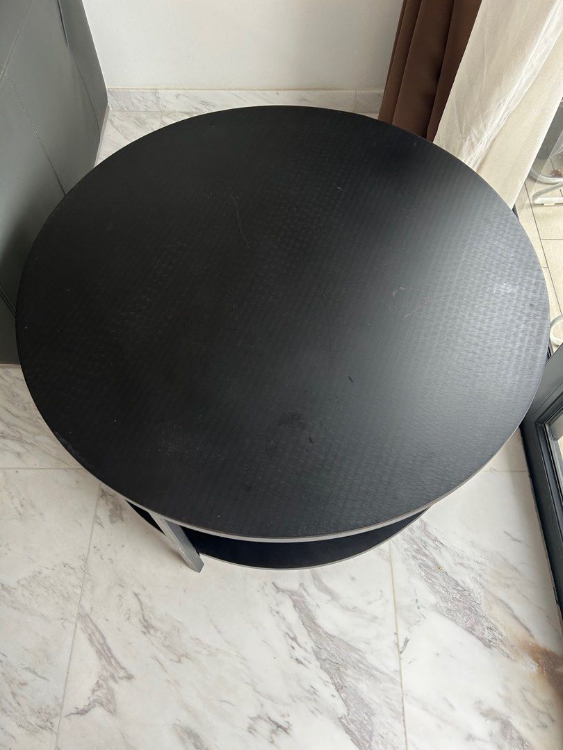 Black Table / Crate & Barrel black solid table, Furniture & Home Living