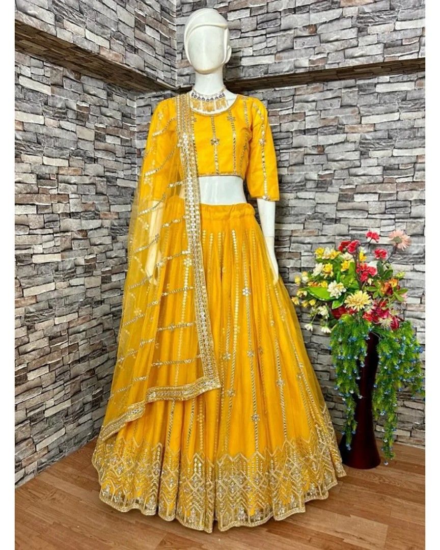 Haldi Wear Wonderful Print Yellow Color Lehenga Choli – Amrutamfab