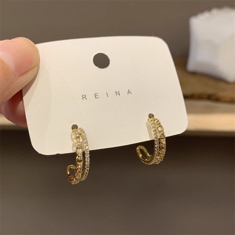 Chain loop hotsell stud earrings