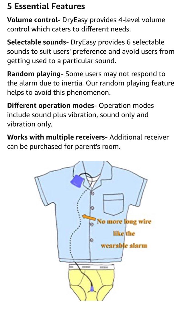 DryEasy Plus Wireless Bedwetting Alarm, Babies & Kids, Baby Monitors on