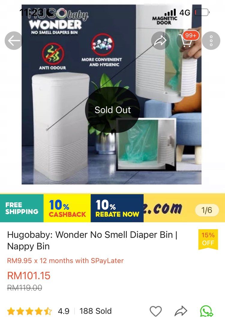 Dustbin for baby diapers/ Diaper bin (Hugo Baby Wonder), Babies & Kids
