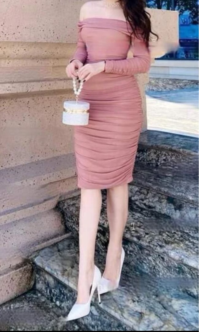 Dusty rose bodycon dress sales