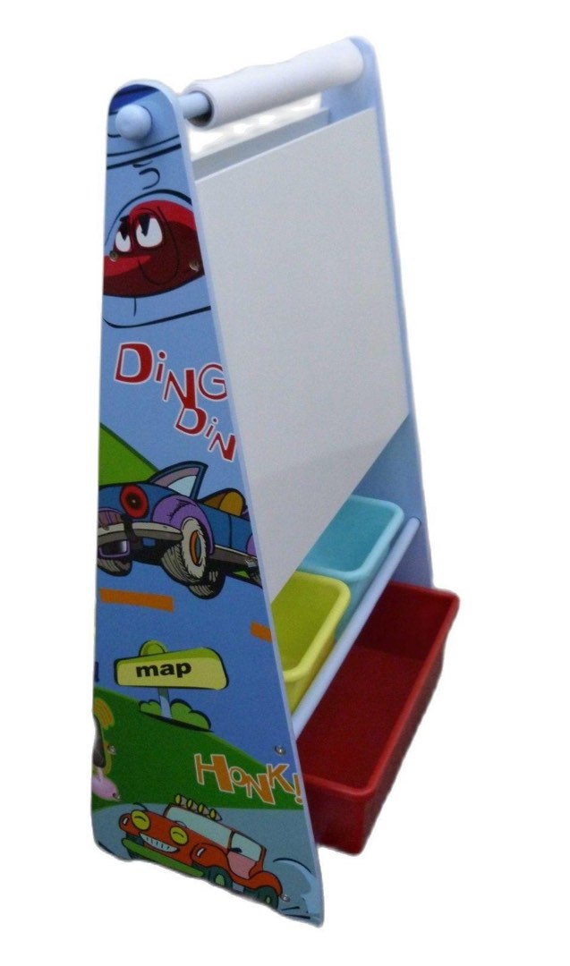 Educational Toys, Wooden Kids Standing Easel (Blackboard and Whiteboard)Cars/Blue/BOYS on Carousell