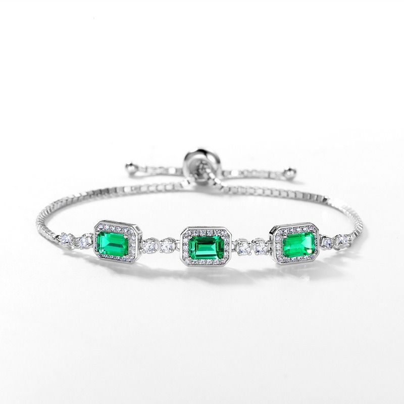 Emerald bracelet with 18K white gold plated silver 925