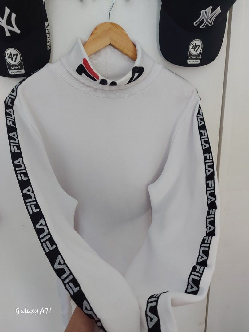 Fila Black Line Drey Logo Turtle Neck Sweatshirt With Fila Side Tape