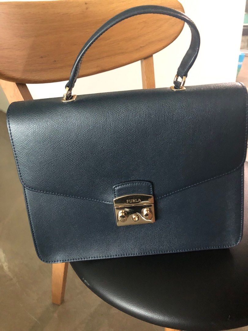Furla navy blue top bag