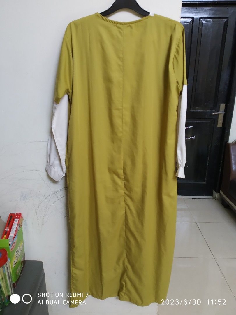 Gamis Lemon. Gamis Neon. Gamis Kuning. Dress Kuning. Fesyen