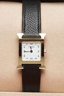 Heure H 26mm White Dial in Yellow Gold on Black Epsom Leather