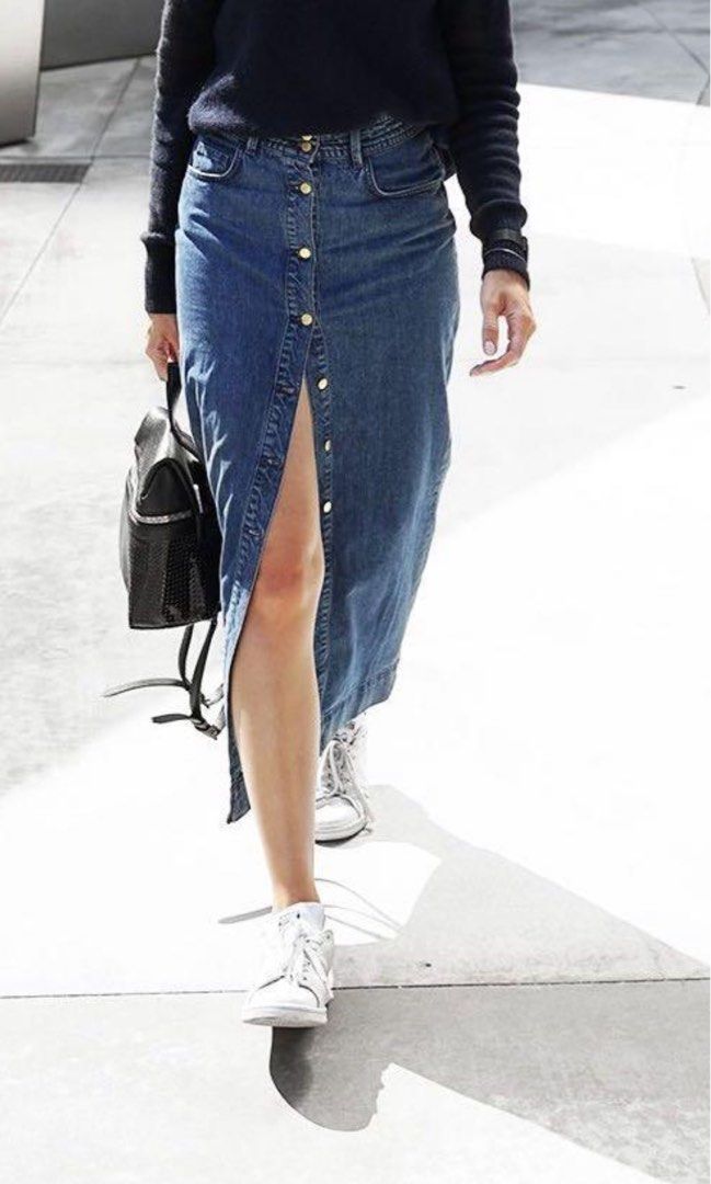 Long denim skirt h&m new arrivals