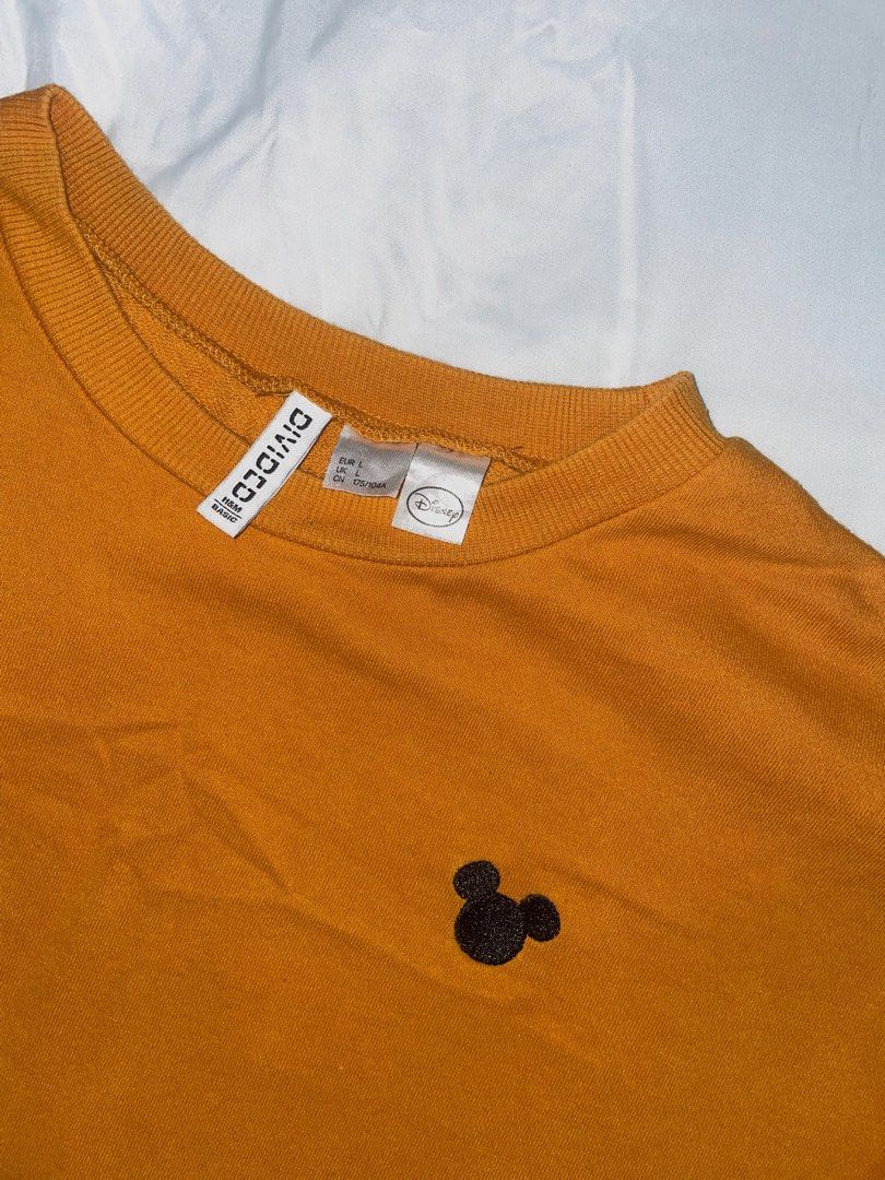 H M Mustard Yellow Mickey Mouse Embroidered Sweatshirt Women s Fashion Coats Jackets and Outerwear on Carousell